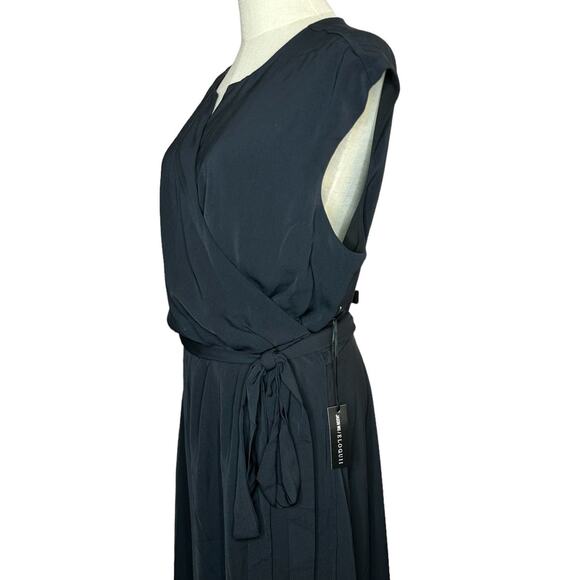 NWT Jason Wu x Eloquii Black Notch Collar V Neck Maxi Wrap Dress Plus Size 16 - Picture 4 of 10